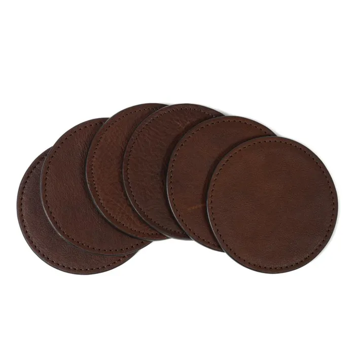Accessories Men Billy Reid Leather Coaster Set Seven Hills Chocolate
