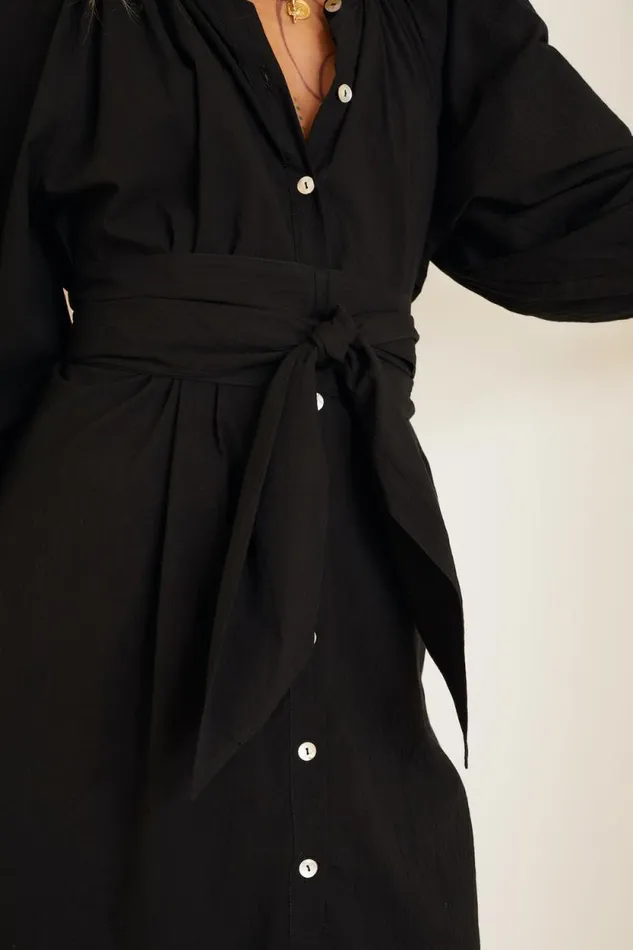 Accessories Shop Natalie Martin LONG SASH BELT Black Flat Cotton