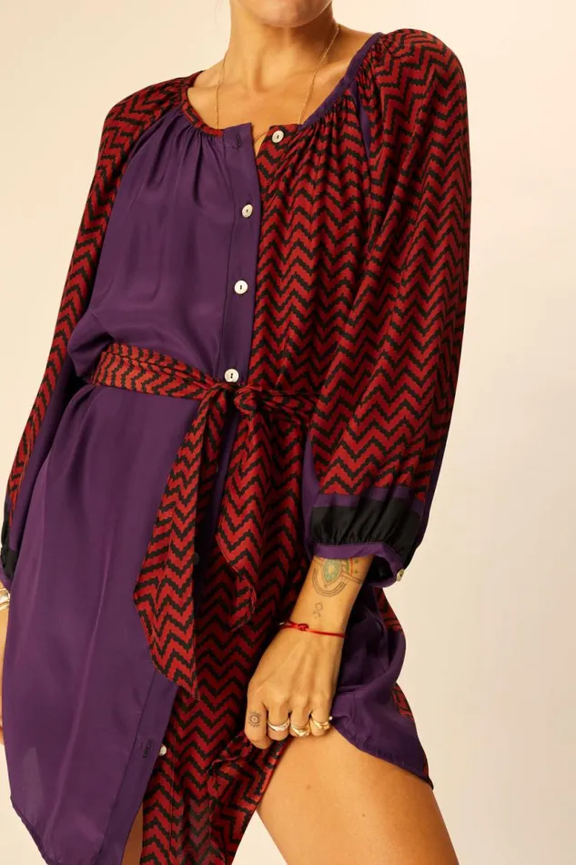 Accessories Shop Natalie Martin SASH BELT Block Zigzag Aubergine