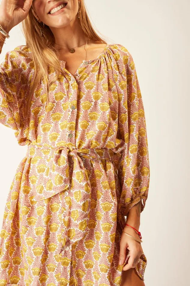 Accessories Shop Natalie Martin SHORT SASH BELT Tulip Print Bahamas Pink