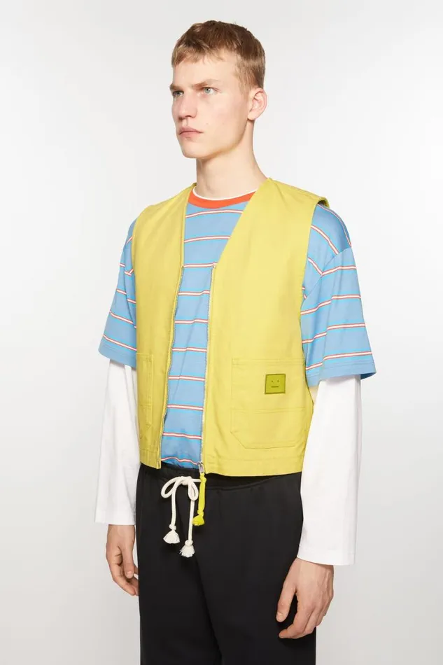 Acne Studios Canvas Vest Jacket Dusty Yellow Men Outerwear Acne Studios Canvas Vest Jacket Dusty Yellow Men Outerwear