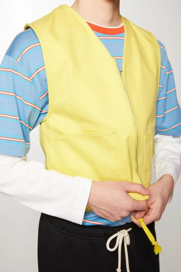 Acne Studios Canvas Vest Jacket Dusty Yellow Men Outerwear Acne Studios Canvas Vest Jacket Dusty Yellow Men Outerwear