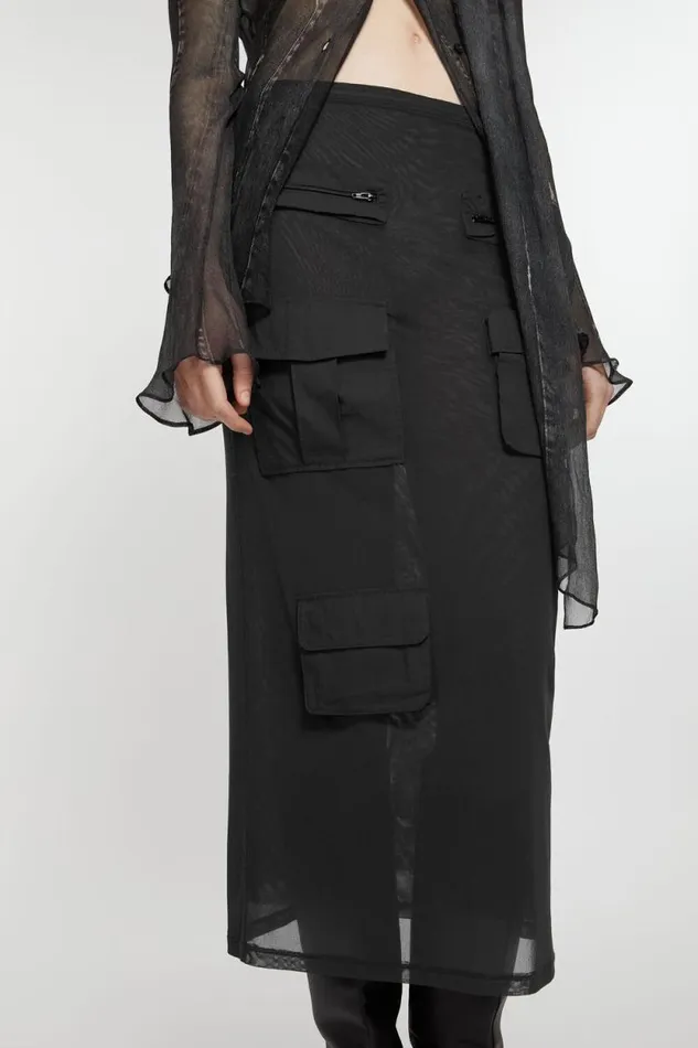 Acne Studios Cargo Mesh Skirt Anthracite Grey Women Skirts Acne Studios Cargo Mesh Skirt Anthracite Grey Women Skirts