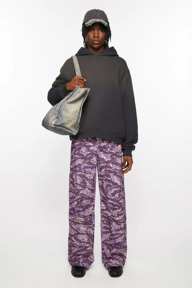 Acne Studios Cargo Print Trousers Purple Multi Men Trousers