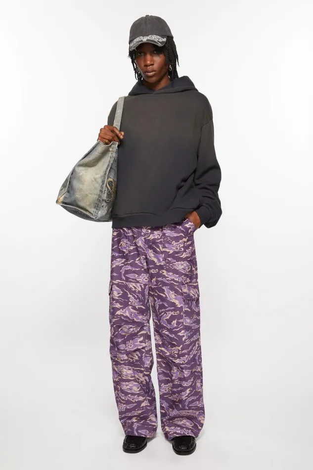 Acne Studios Cargo Print Trousers Purple Multi Men Trousers Acne Studios Cargo Print Trousers Purple Multi Men Trousers