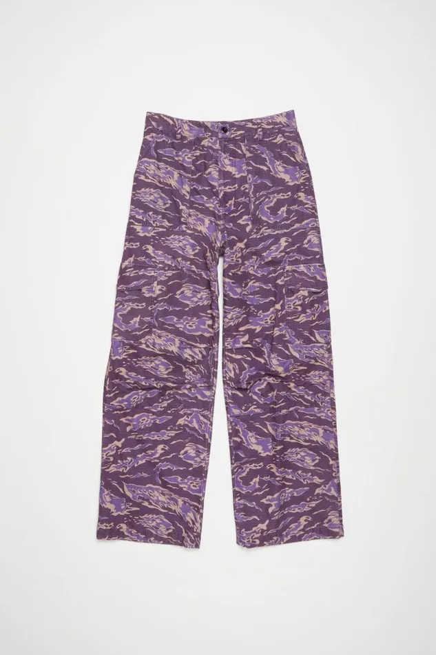 Acne Studios Cargo Print Trousers Purple Multi Men Trousers Acne Studios Cargo Print Trousers Purple Multi Men Trousers