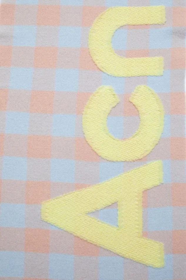 Acne Studios Check Logo Scarf Camel Beigeacid Green Men Scarves Acne Studios Check Logo Scarf Camel Beigeacid Green Men Scarves