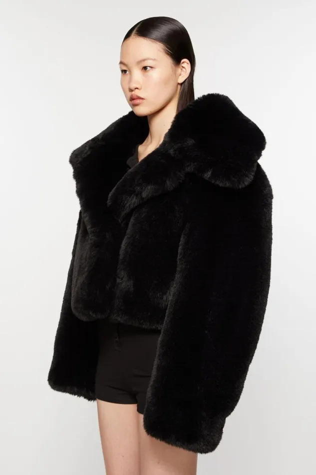 Acne Studios Fluffy Jacket Black Women Outerwear Acne Studios Fluffy Jacket Black Women Outerwear