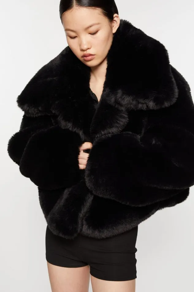 Acne Studios Fluffy Jacket Black Women Outerwear Acne Studios Fluffy Jacket Black Women Outerwear