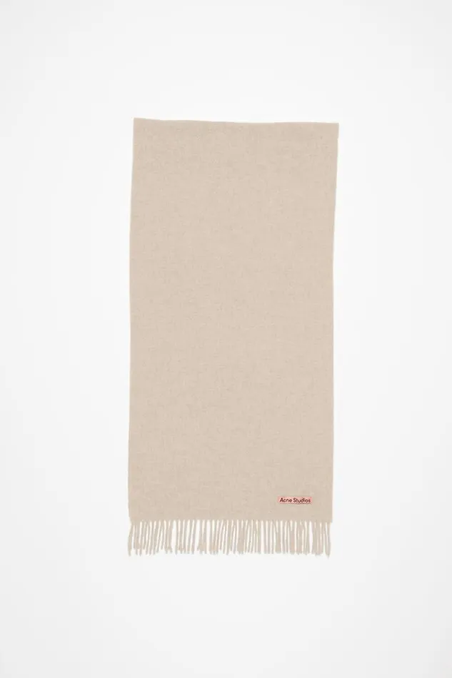 Acne Studios Fringe Wool Scarf Narrow Oatmeal Melange Men Scarves
