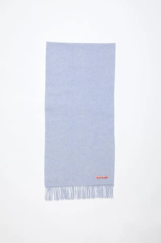 Acne Studios Fringe Wool Scarf Narrow Powder Blue Mlange Women Scarves