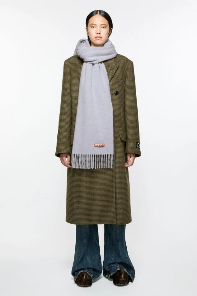 Acne Studios Fringe Wool Scarf Narrow Powder Blue Mlange Women Scarves Acne Studios Fringe Wool Scarf Narrow Powder Blue Mlange Women Scarves