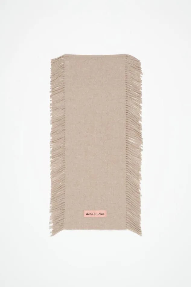 Acne Studios Fringe Wool Scarf Oatmeal Melange Men Scarves