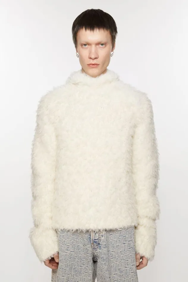Acne Studios Hoodie Alpaca Blend White Men Knitwear