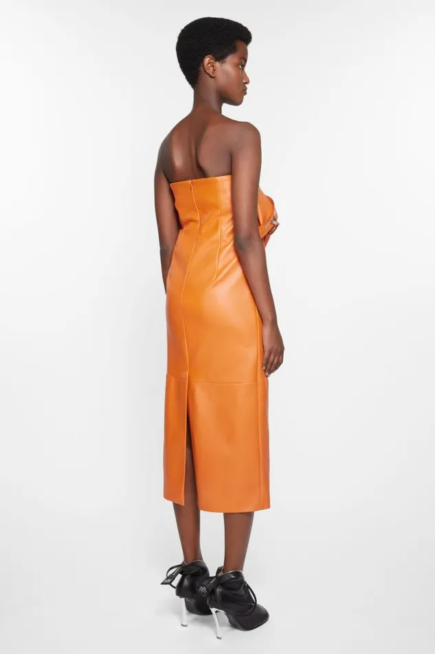 Acne Studios Leather Zipper Tape Dress Apricot Orange Women Dresses Acne Studios Leather Zipper Tape Dress Apricot Orange Women Dresses