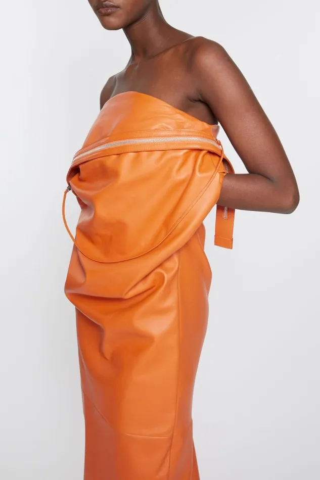 Acne Studios Leather Zipper Tape Dress Apricot Orange Women Dresses Acne Studios Leather Zipper Tape Dress Apricot Orange Women Dresses