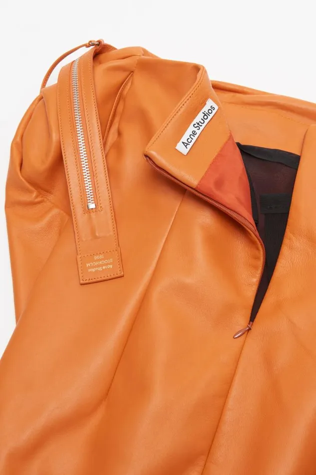 Acne Studios Leather Zipper Tape Dress Apricot Orange Women Dresses Acne Studios Leather Zipper Tape Dress Apricot Orange Women Dresses