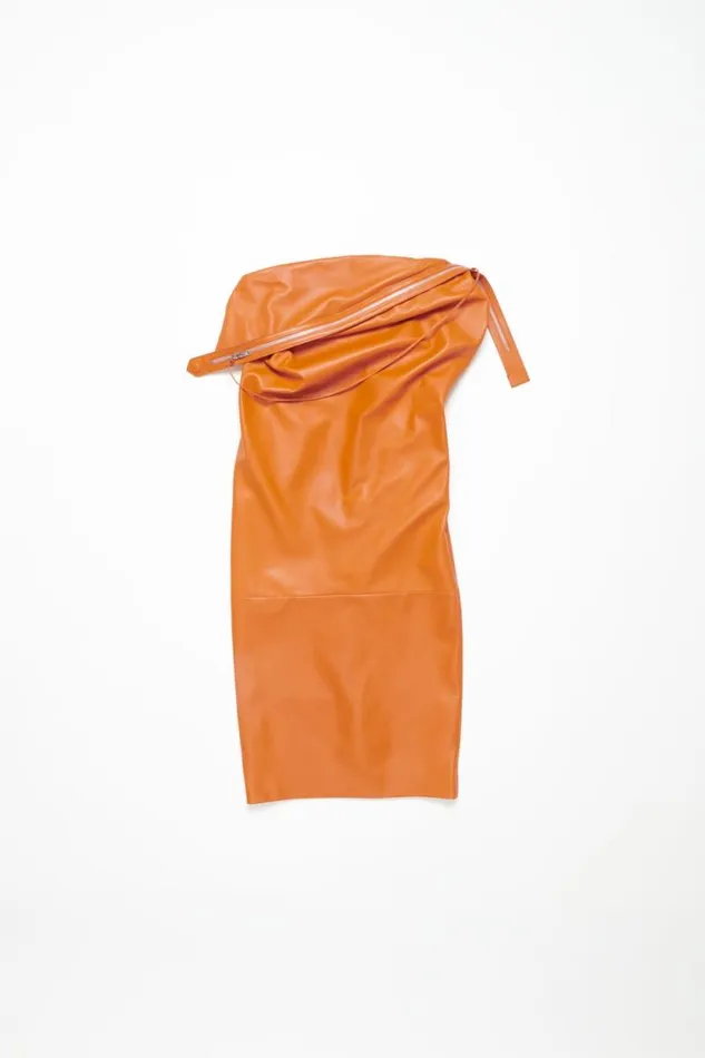 Acne Studios Leather Zipper Tape Dress Apricot Orange Women Dresses Acne Studios Leather Zipper Tape Dress Apricot Orange Women Dresses