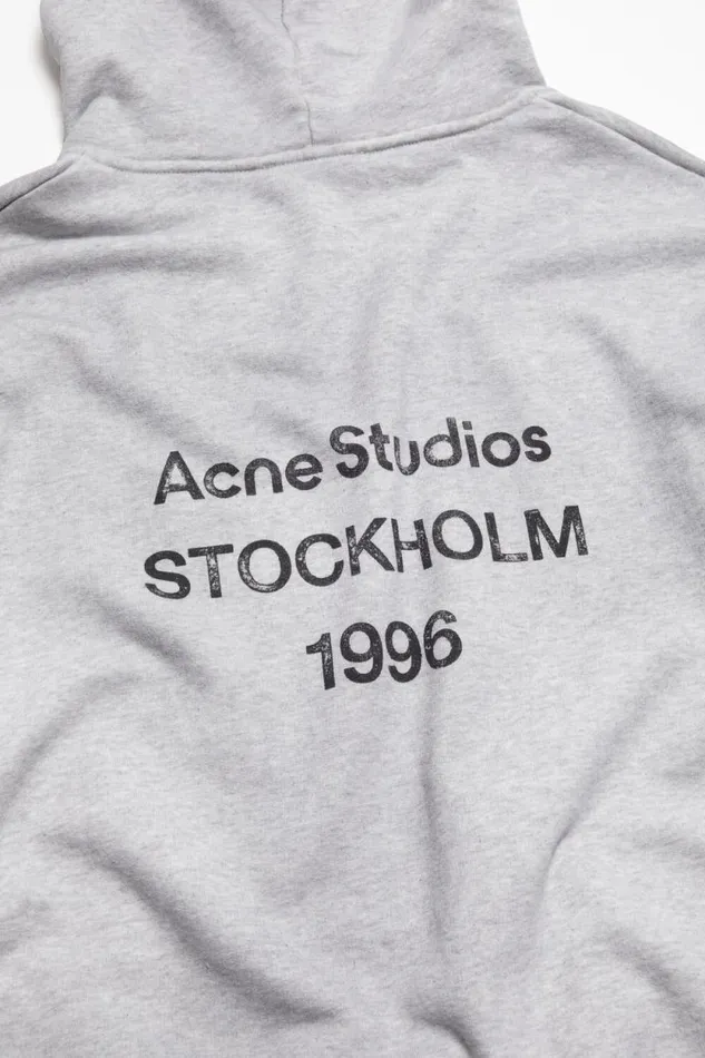 Acne Studios Logo Hooded Sweater Pale Grey Melange Women Sweatshirts Acne Studios Logo Hooded Sweater Pale Grey Melange Women Sweatshirts