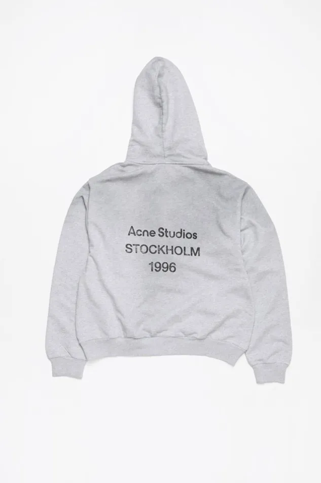 Acne Studios Logo Hooded Sweater Pale Grey Melange Women Sweatshirts Acne Studios Logo Hooded Sweater Pale Grey Melange Women Sweatshirts