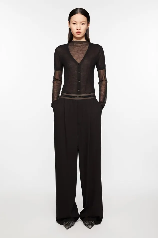 Acne Studios Logo Tape Trousers Black Women Trousers