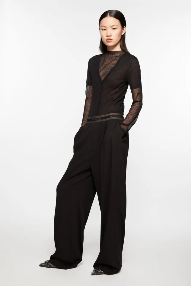 Acne Studios Logo Tape Trousers Black Women Trousers Acne Studios Logo Tape Trousers Black Women Trousers