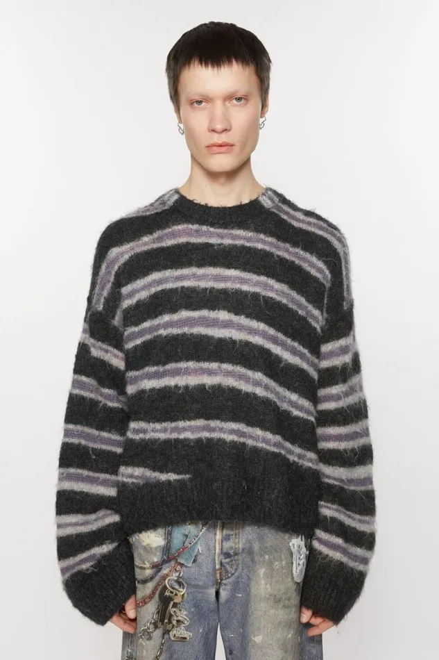 Acne Studios Mohair Blend Jumper Dark Grey Melangemulti Men Knitwear