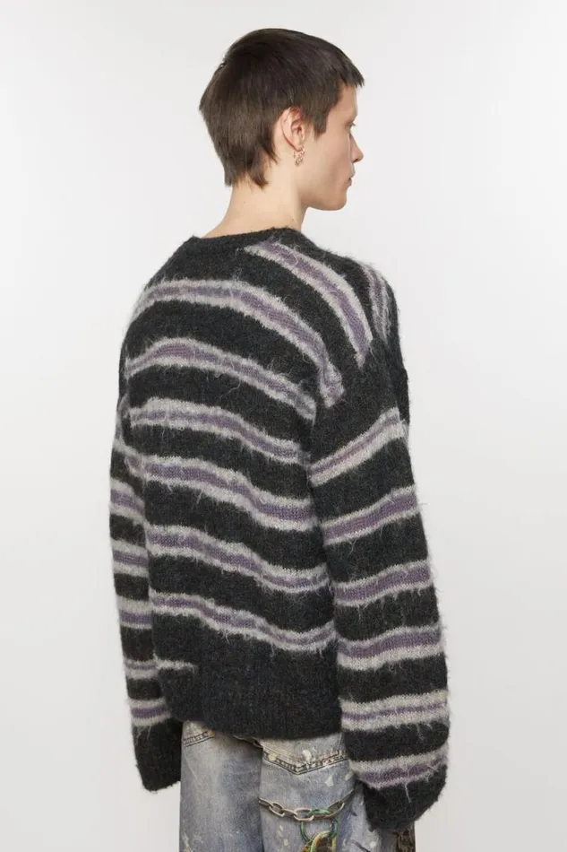 Acne Studios Mohair Blend Jumper Dark Grey Melangemulti Men Knitwear Acne Studios Mohair Blend Jumper Dark Grey Melangemulti Men Knitwear