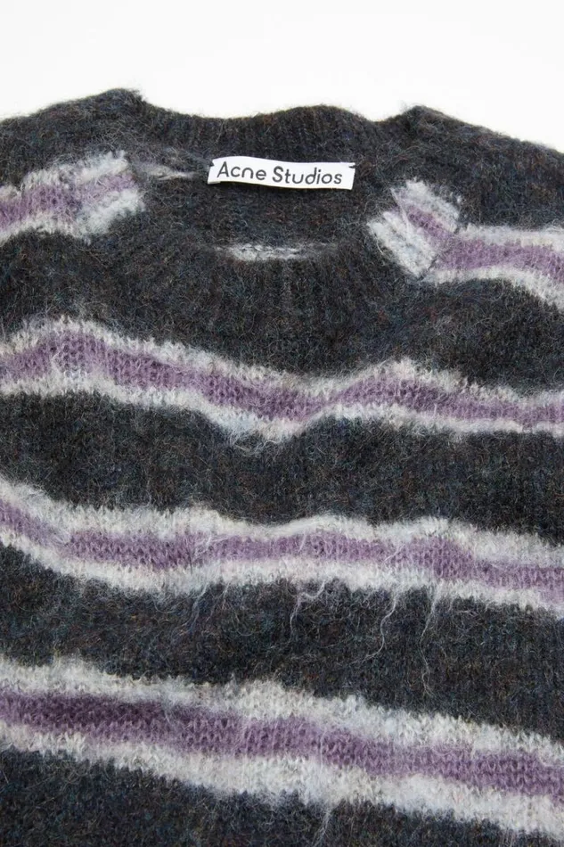 Acne Studios Mohair Blend Jumper Dark Grey Melangemulti Men Knitwear Acne Studios Mohair Blend Jumper Dark Grey Melangemulti Men Knitwear
