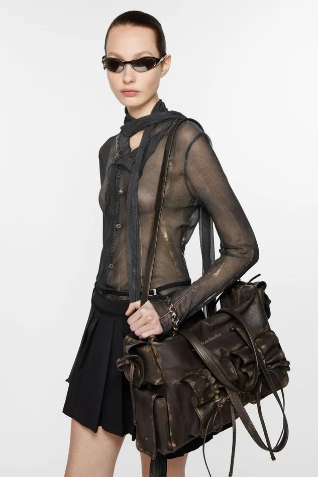 Acne Studios Multipocket Tote Bag Dark Brownbeige Women Bags Acne Studios Multipocket Tote Bag Dark Brownbeige Women Bags
