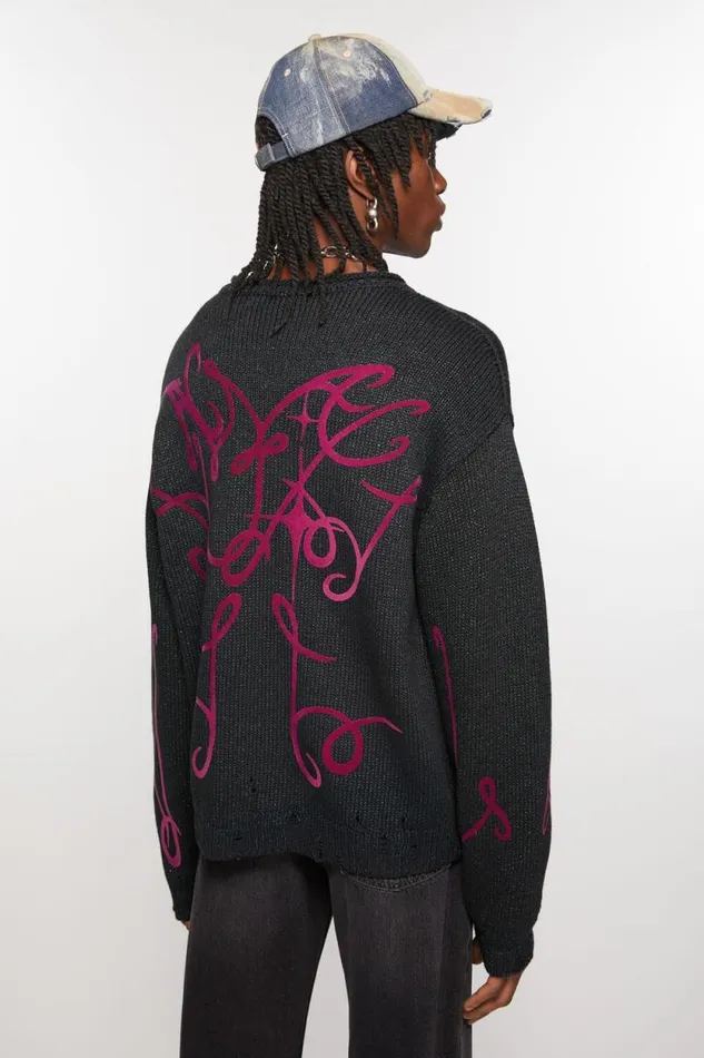 Acne Studios Printed Jumper Greymulti Men Knitwear Acne Studios Printed Jumper Greymulti Men Knitwear