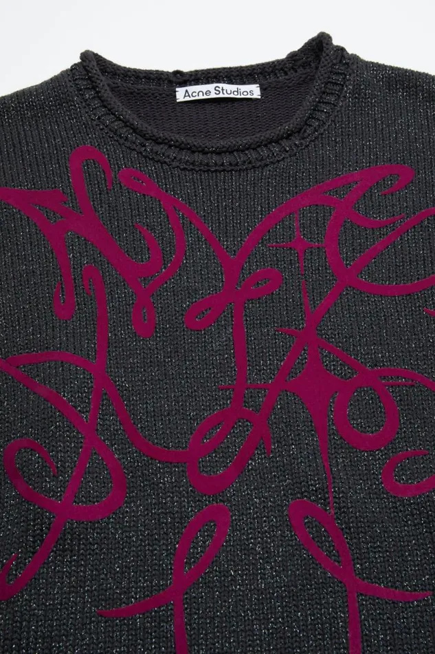 Acne Studios Printed Jumper Greymulti Men Knitwear Acne Studios Printed Jumper Greymulti Men Knitwear