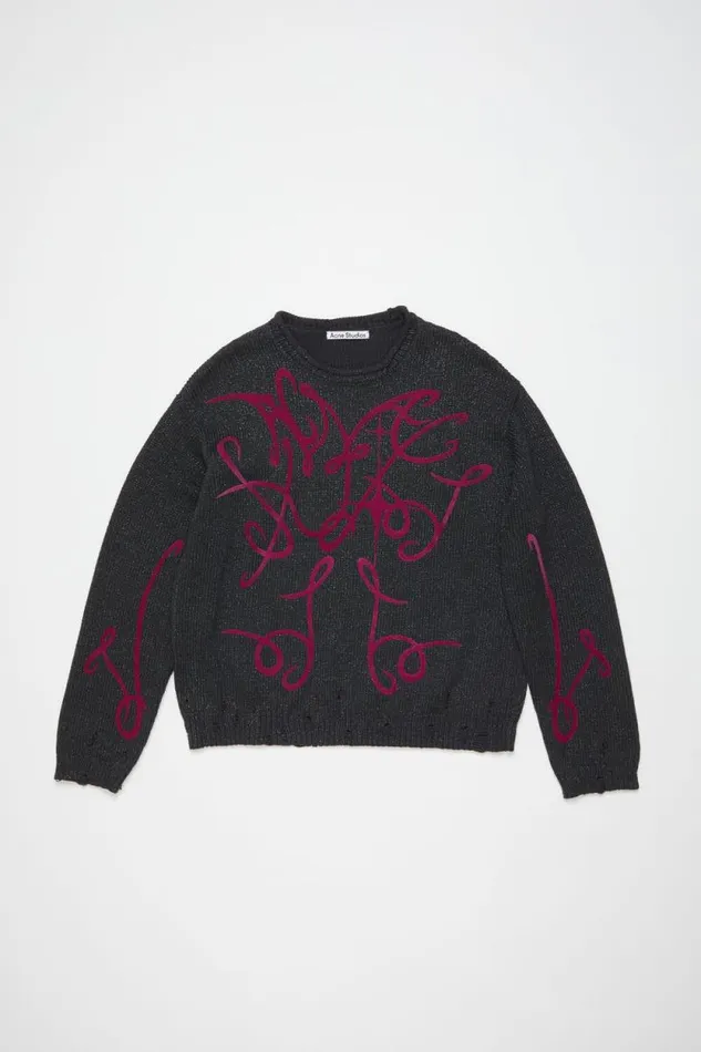 Acne Studios Printed Jumper Greymulti Men Knitwear Acne Studios Printed Jumper Greymulti Men Knitwear