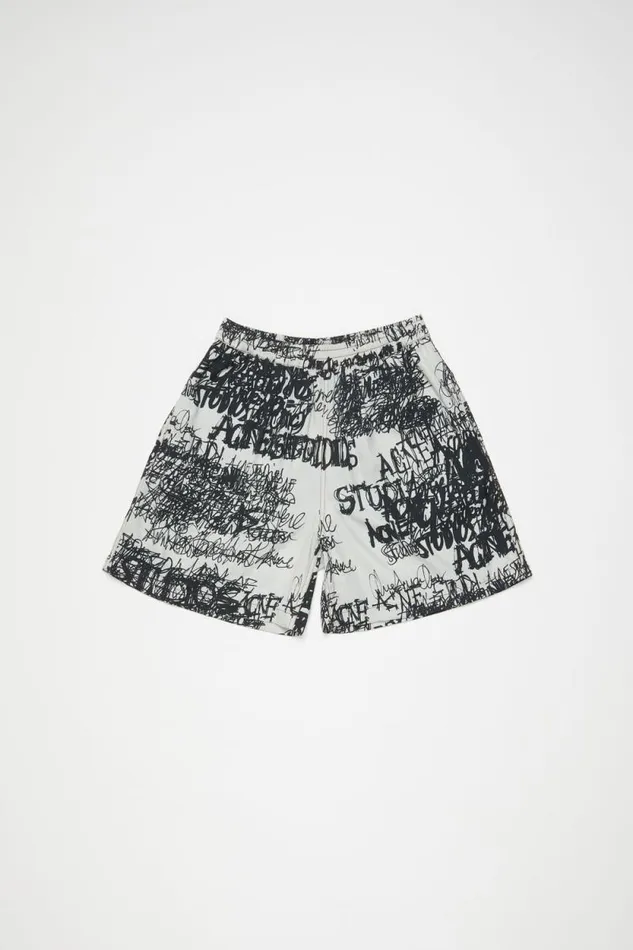 Acne Studios Printed Shorts Light Greyblack Men Shorts Acne Studios Printed Shorts Light Greyblack Men Shorts