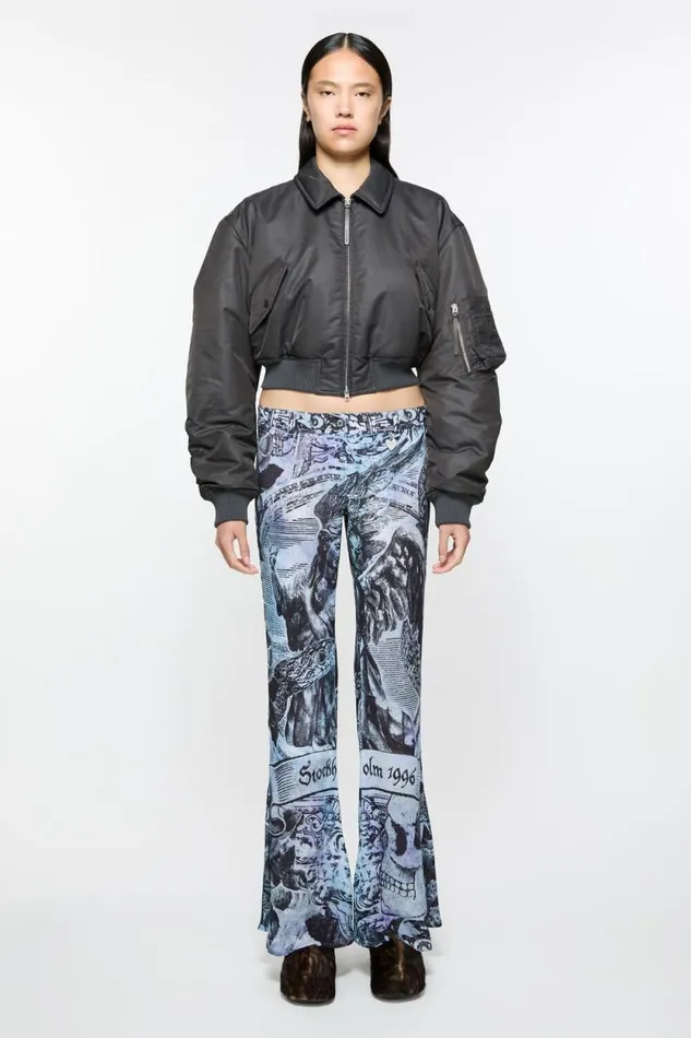 Acne Studios Printed Trousers Multi Grey Women Trousers