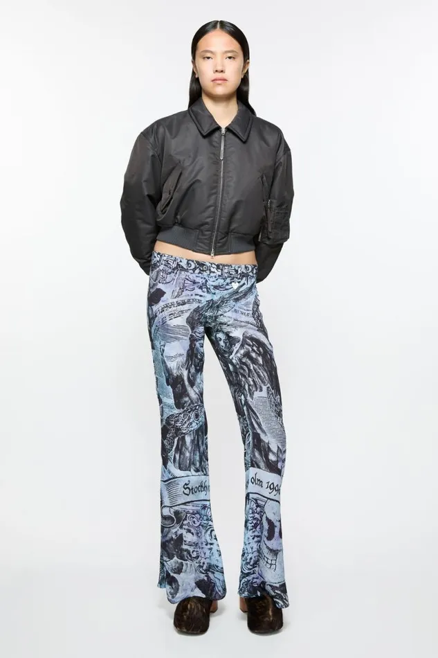 Acne Studios Printed Trousers Multi Grey Women Trousers Acne Studios Printed Trousers Multi Grey Women Trousers