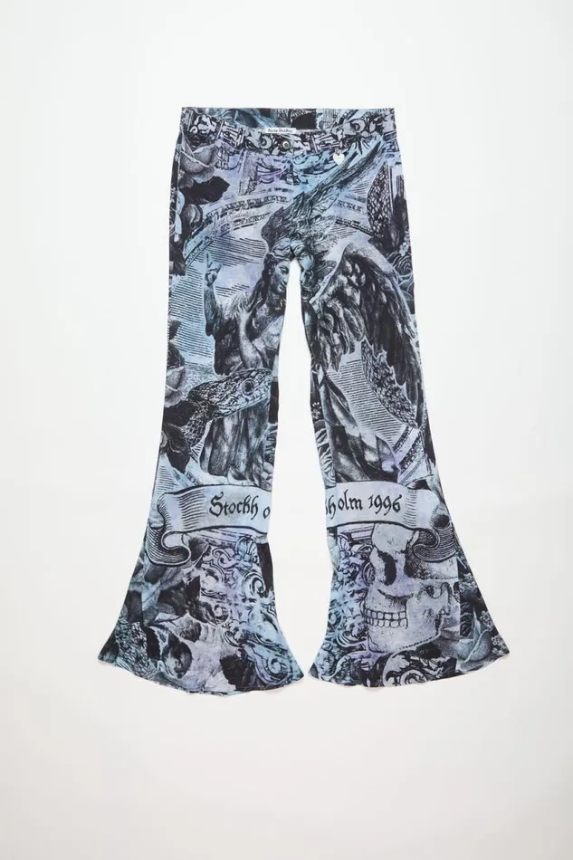 Acne Studios Printed Trousers Multi Grey Women Trousers Acne Studios Printed Trousers Multi Grey Women Trousers