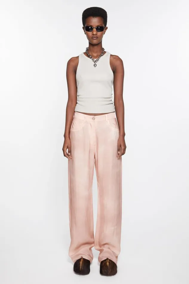 Acne Studios Printed Trousers Pale Pink Women Trousers