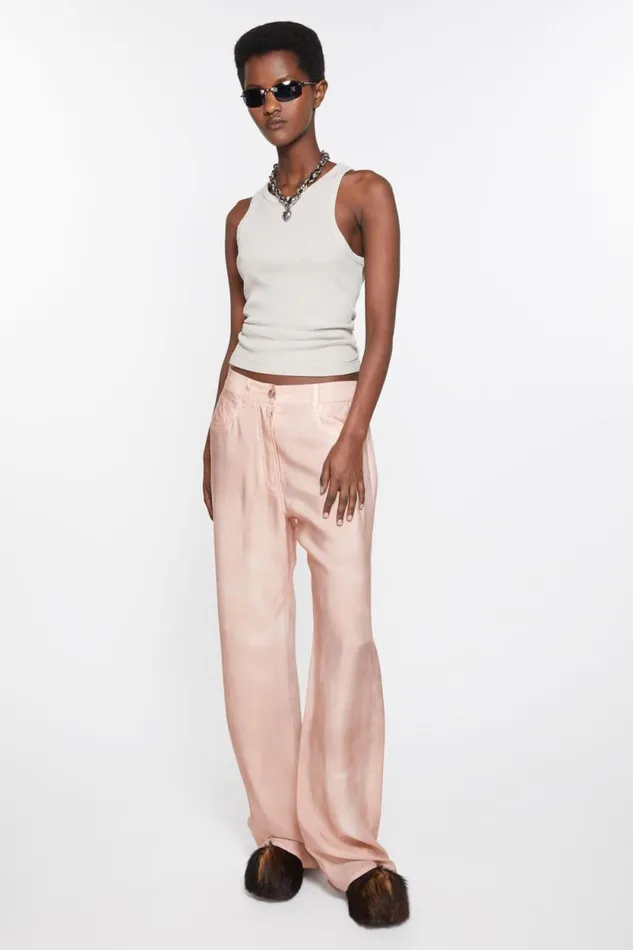 Acne Studios Printed Trousers Pale Pink Women Trousers Acne Studios Printed Trousers Pale Pink Women Trousers