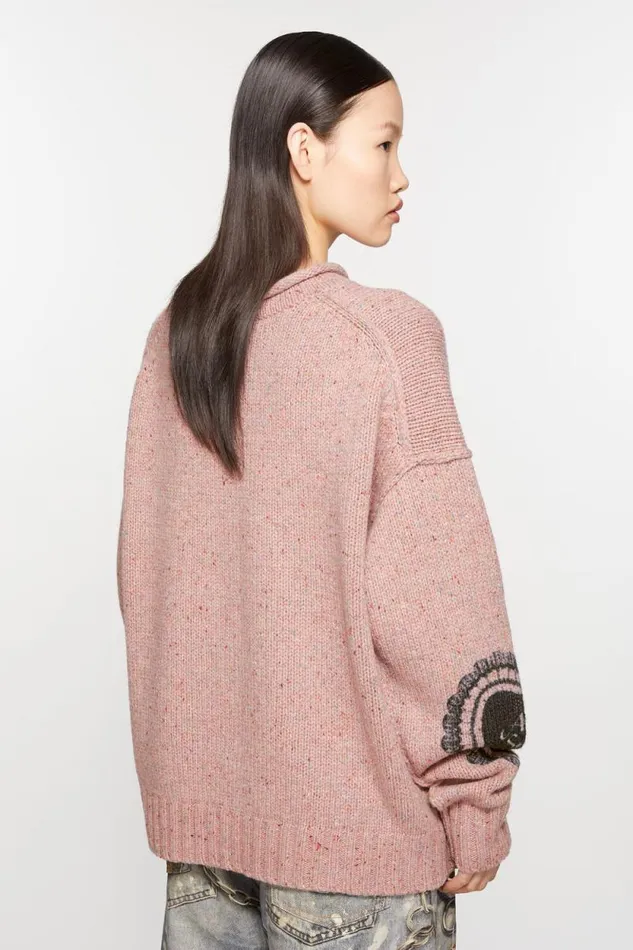 Acne Studios Printed Wool Blend Jumper Faded Pink Women Knitwear Acne Studios Printed Wool Blend Jumper Faded Pink Women Knitwear