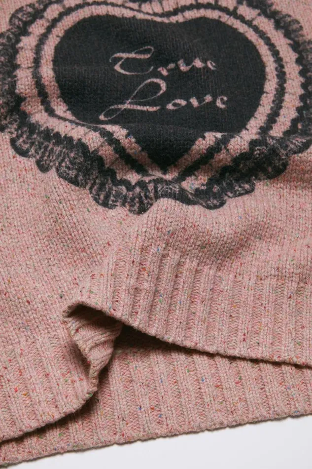 Acne Studios Printed Wool Blend Jumper Faded Pink Women Knitwear Acne Studios Printed Wool Blend Jumper Faded Pink Women Knitwear