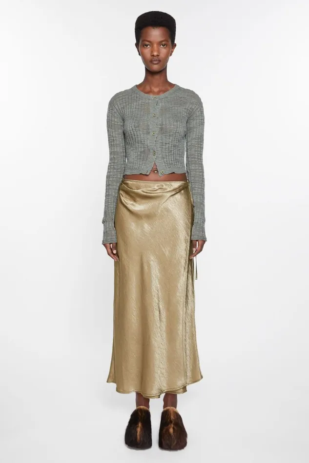 Acne Studios Satin Wrap Skirt Old Green Women Skirts