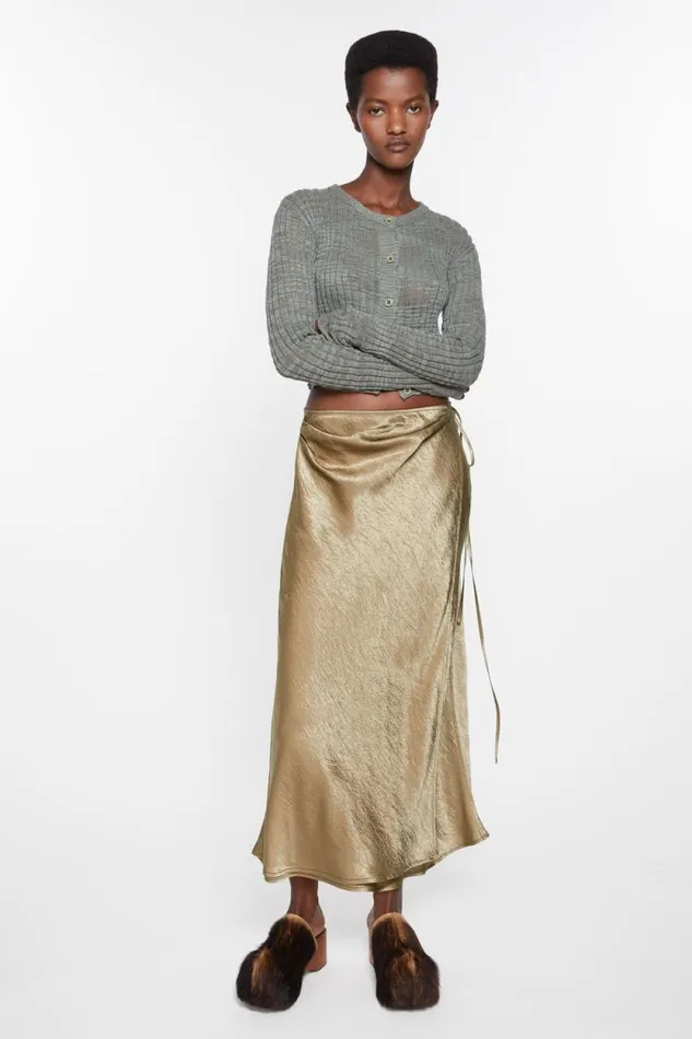 Acne Studios Satin Wrap Skirt Old Green Women Skirts Acne Studios Satin Wrap Skirt Old Green Women Skirts