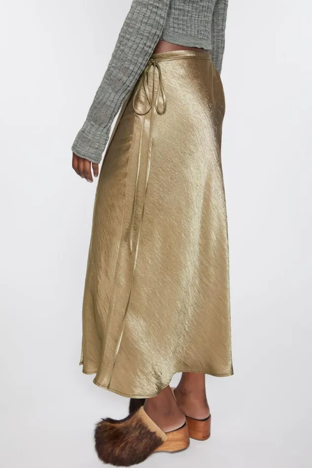 Acne Studios Satin Wrap Skirt Old Green Women Skirts Acne Studios Satin Wrap Skirt Old Green Women Skirts