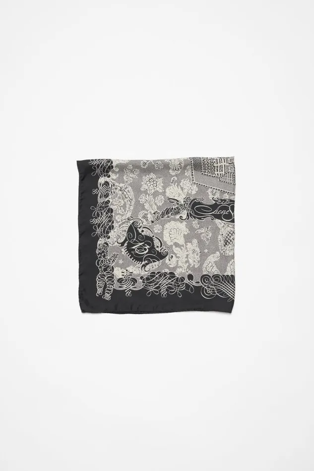 Acne Studios Silk Square Scarf Black Men Scarves