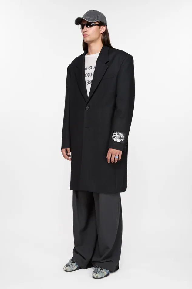 Acne Studios Singlebreasted Wool Coat Black Men Outerwear Acne Studios Singlebreasted Wool Coat Black Men Outerwear