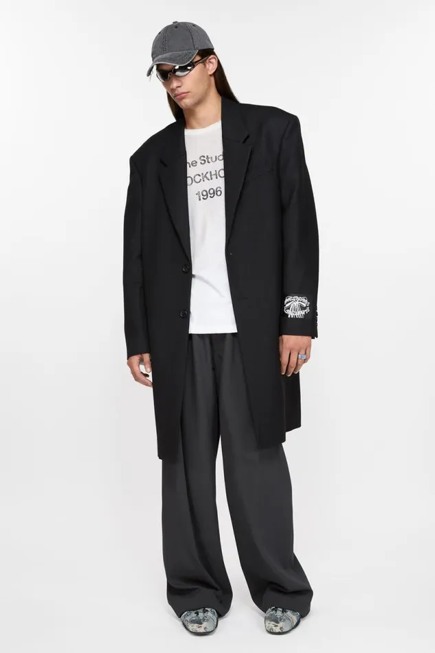 Acne Studios Singlebreasted Wool Coat Black Men Outerwear Acne Studios Singlebreasted Wool Coat Black Men Outerwear