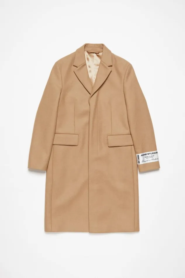 Acne Studios Singlebreasted Wool Coat Camel Beige Men Outerwear Acne Studios Singlebreasted Wool Coat Camel Beige Men Outerwear