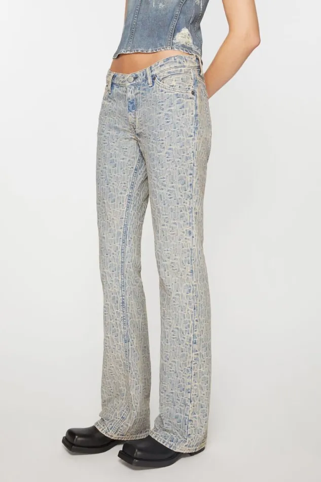 Acne Studios Slim Fit Jeans 8211 2005 Monogram Bluebeige Women Jeans Acne Studios Slim Fit Jeans 8211 2005 Monogram Bluebeige Women Jeans