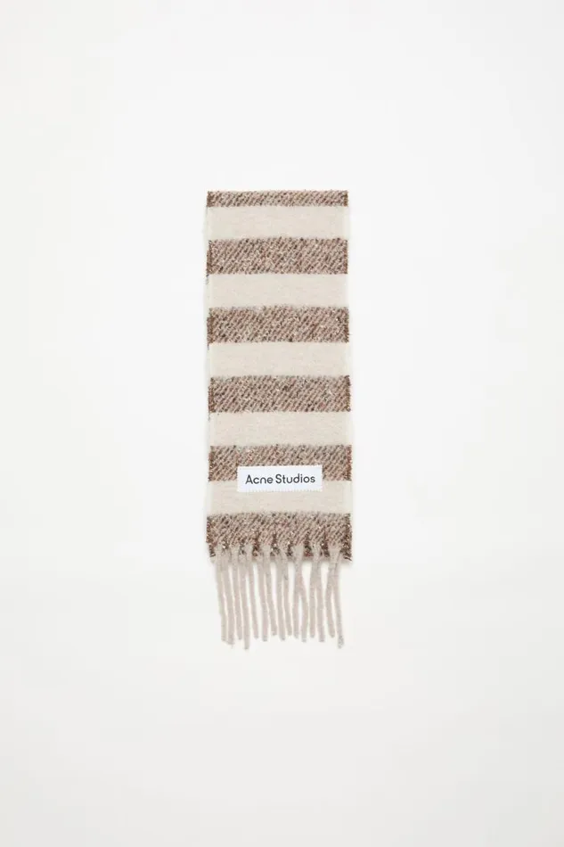 Acne Studios Stripe Alpaca Scarf 8211 Narrow Dark Brownbeige Men Scarves